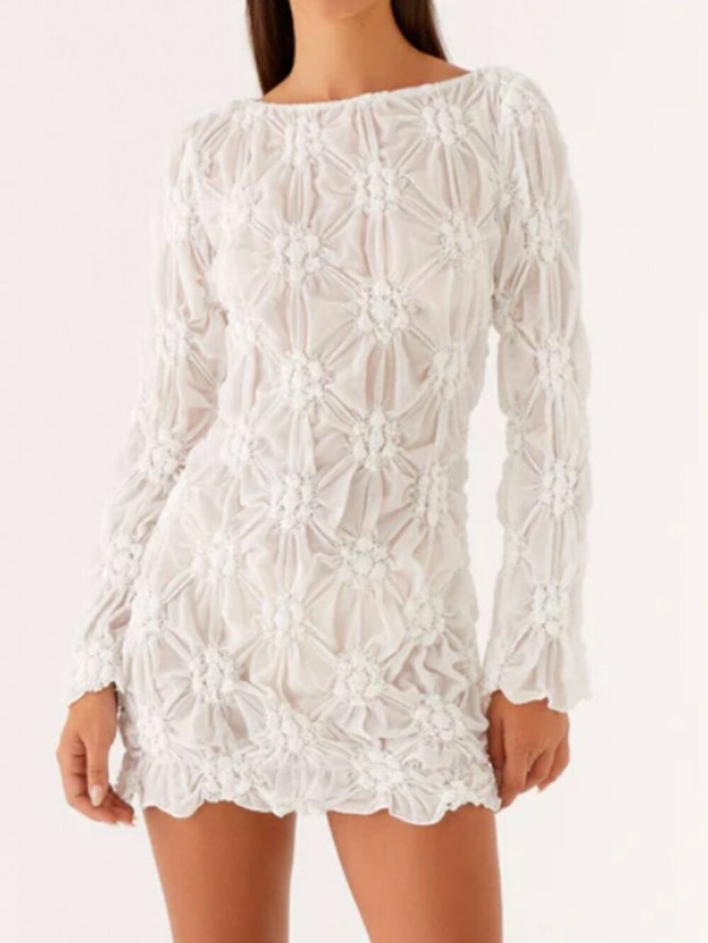 NWT Peppermayo Mia Long Sleeve Dress - Ivory Textured Size 4